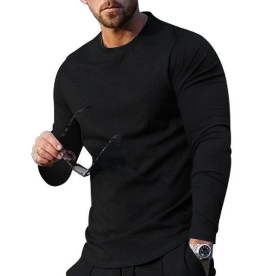Herren hochwertiges Langarmshirt mit stylishem Rundhalsund und weicher Baumwollmischung