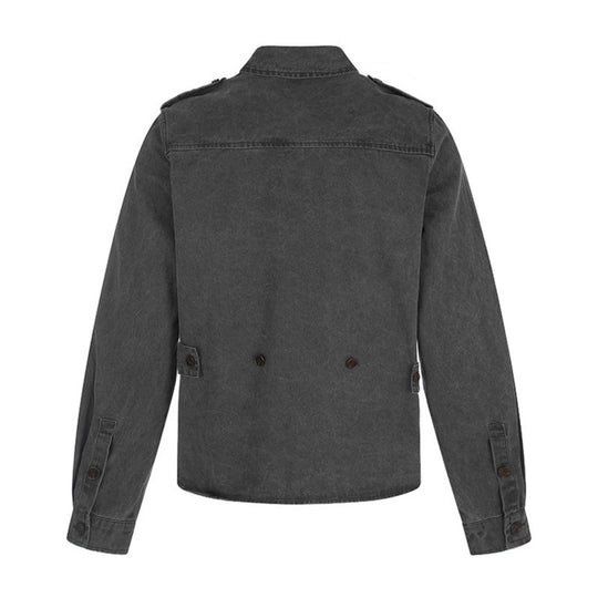 Damen Oversize Jeans-Hemdjacke im Utility‑Stil mit Schulterriegeln und aufgesetzten Brusttaschen Shop Nory