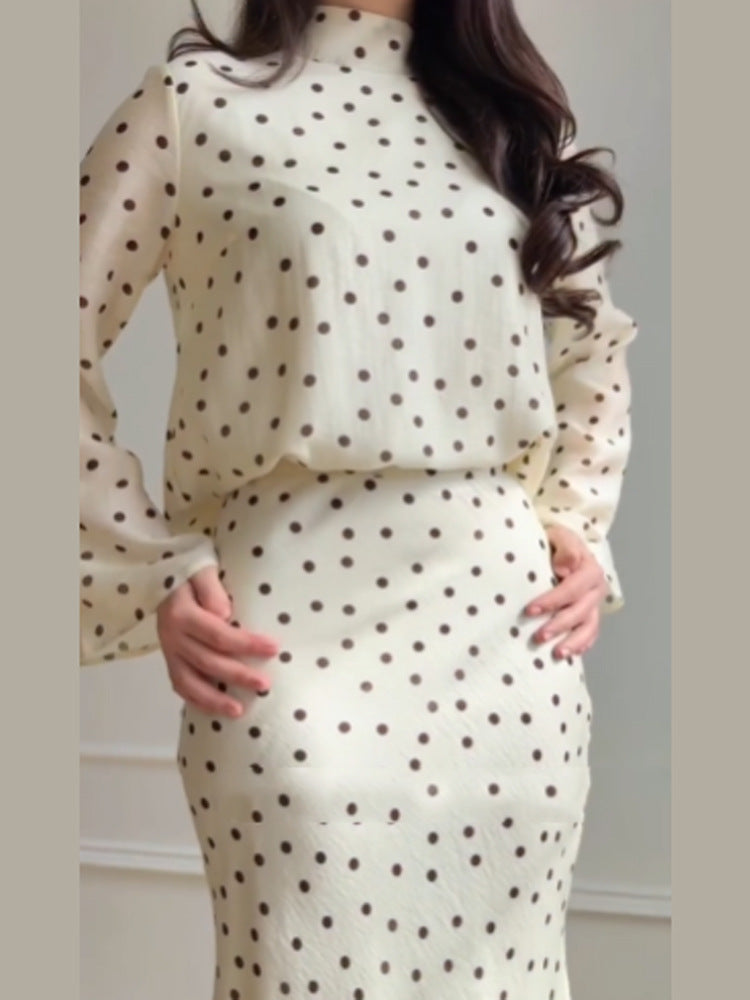 Damen Maxikleid mit taillenbetonter Meerjungfrauen-Silhouette und Tupfenprint Shop Nory