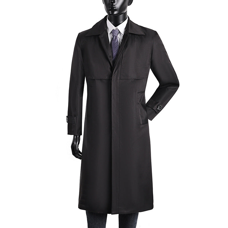 Herren langer Trenchcoat mit verdeckter Knopfleiste und wasserabweisender Ausstattung Shop Nory