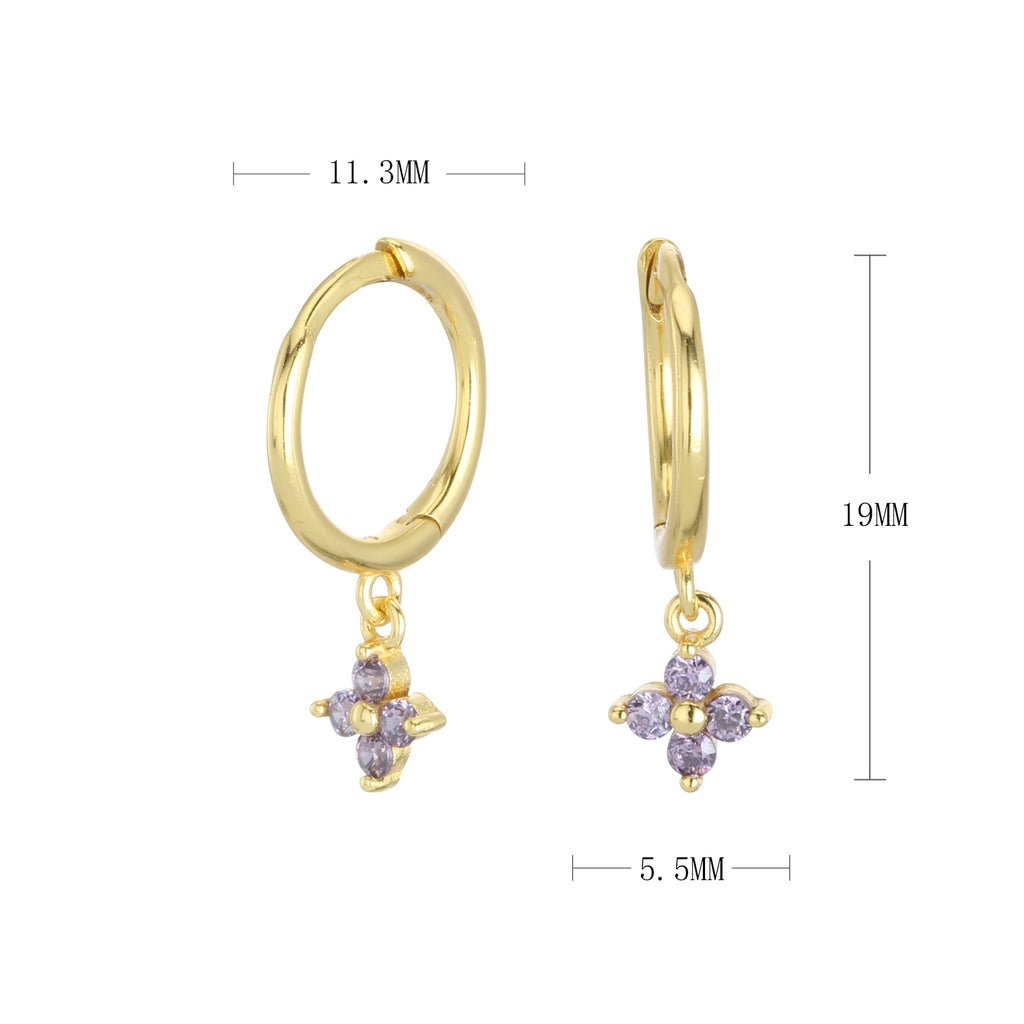 Damen Creolenohrringe mit blütenförmigen Anhängern und hochwertigem Zirkonbesatz Shop Nory