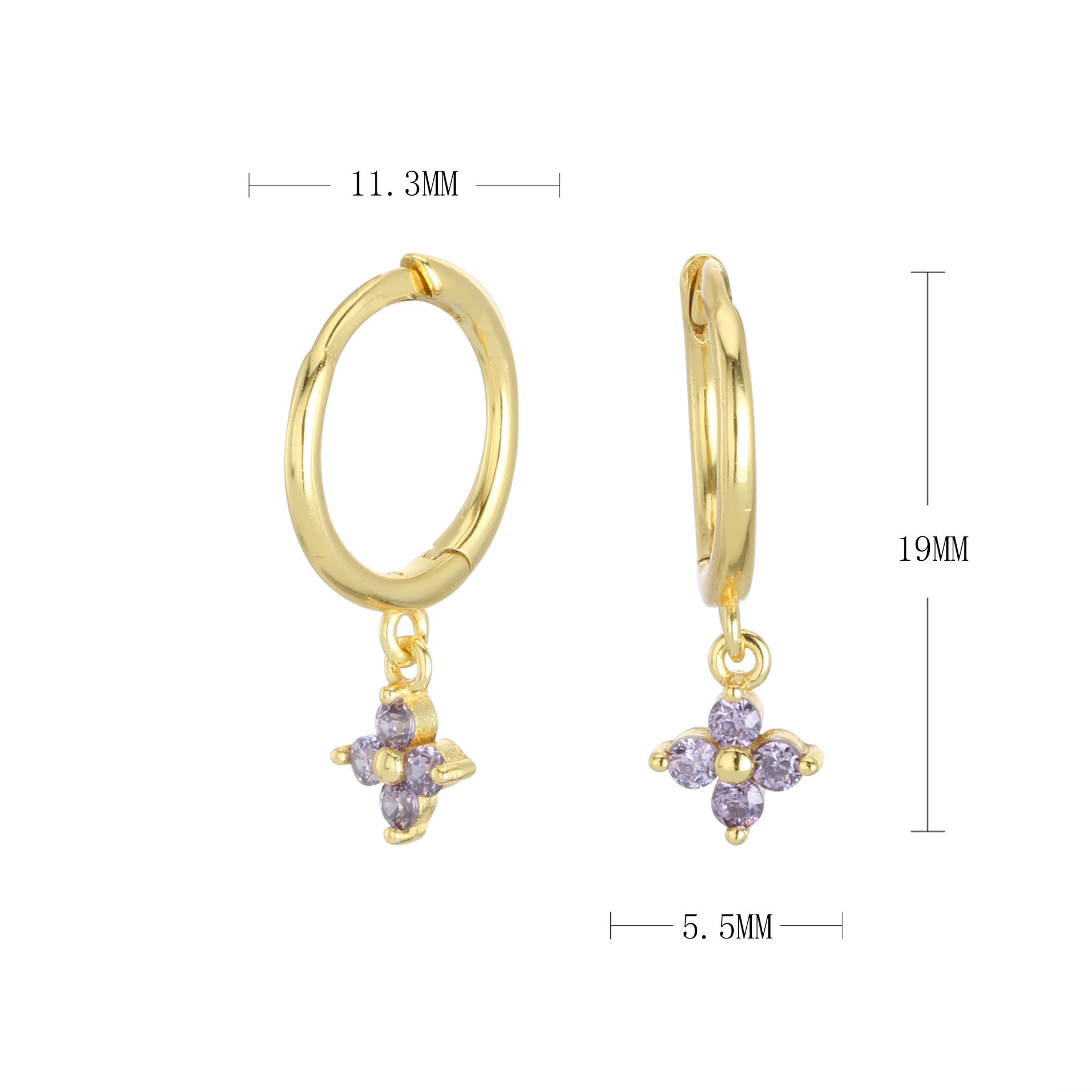 Damen Creolenohrringe mit blütenförmigen Anhängern und hochwertigem Zirkonbesatz Shop Nory