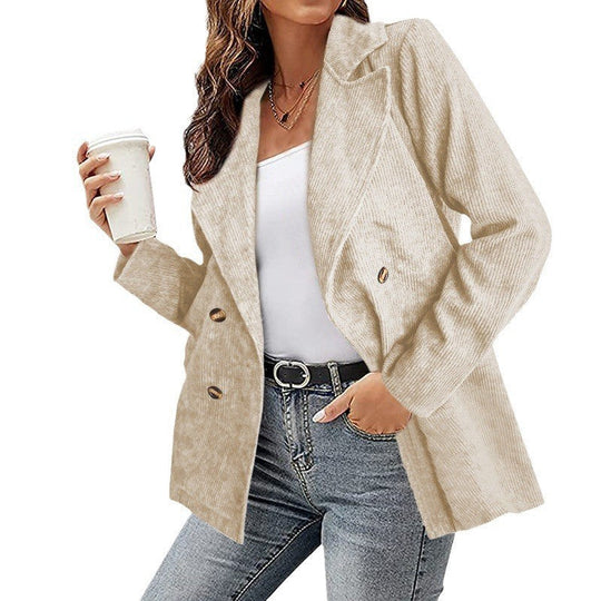 Damen Modernes Cordblazer mit lässigem Schnitt und praktischen Taschen