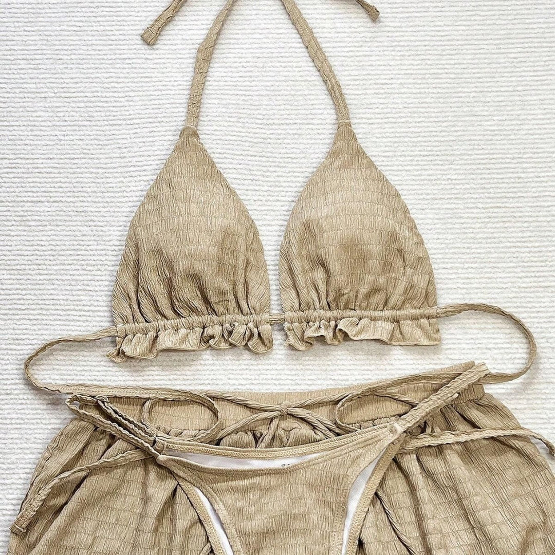 Damen Triangel-Bikini-Set mit lässigen Shorts