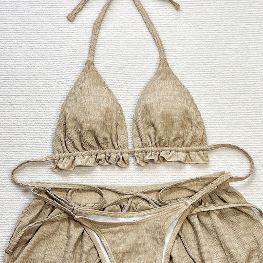 Damen Triangel-Bikini-Set mit lässigen Shorts
