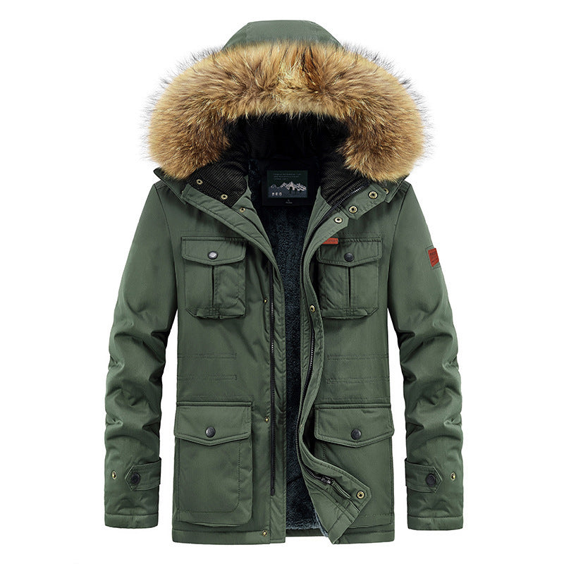 Herren Winterparka mit Kunstfellkapuze gesteppter Thermofütterung und Multifachtaschen Shop Nory
