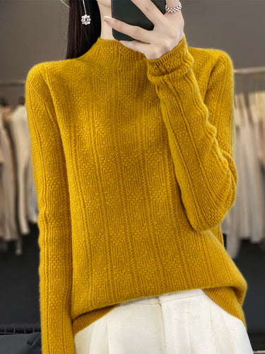Damen Strukturierter Mockneck-Pullover aus kaschmirähnlicher Wollmischung Shop Nory