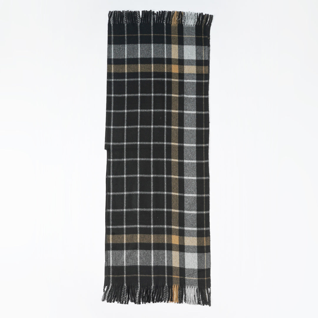 Damen Weicher Wollmix-Überwurfponcho im tartan-inspirierten Karo mit Fransen Shop Nory
