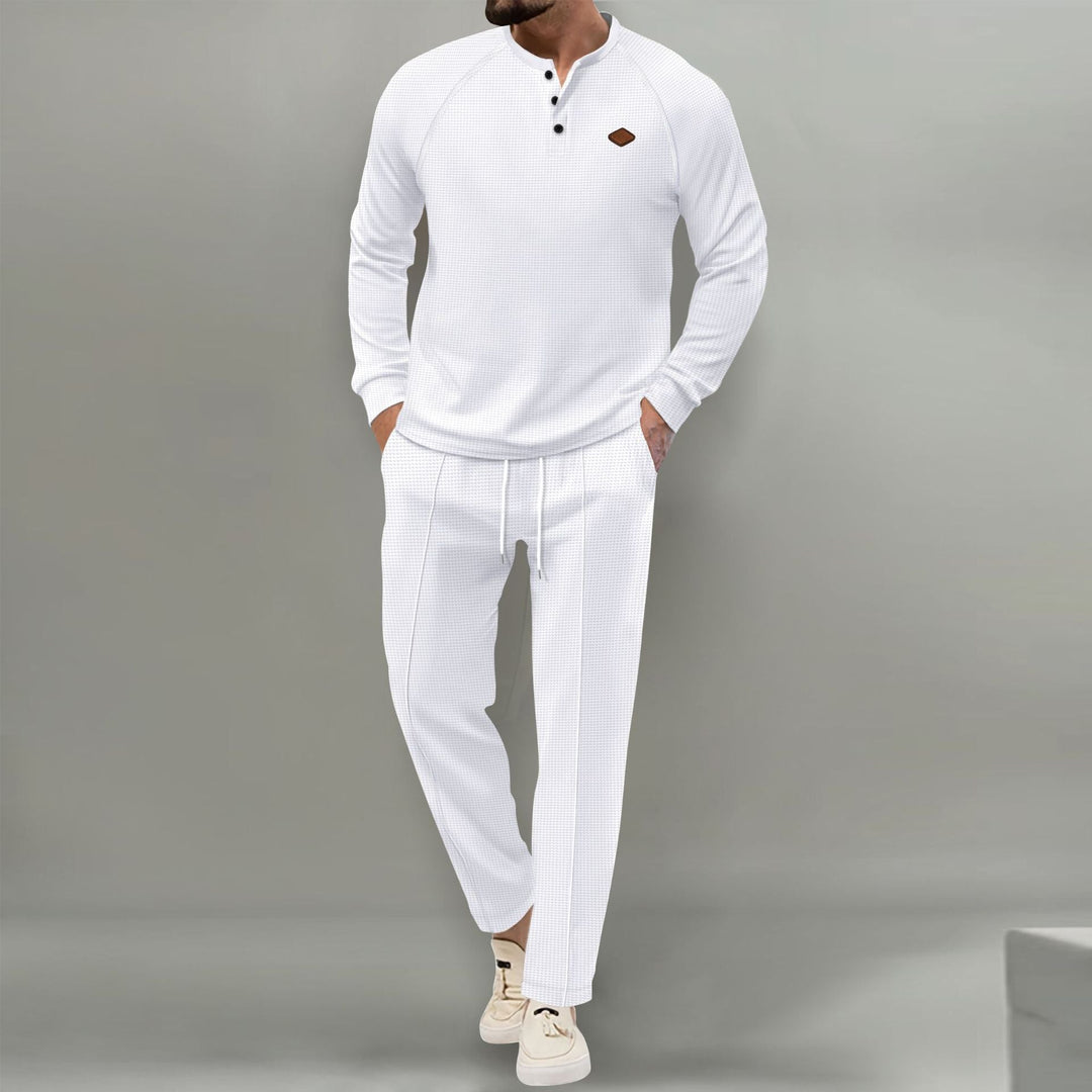 Herren hochwertiger Freizeitanzug mit Knopfleiste und eleganten Taschen