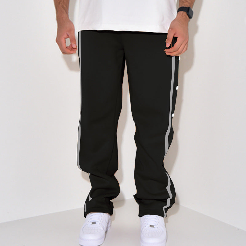 Herren Snap-Trackhose mit seitlichem Kontraststreifen, Druckknopf-Leiste und elastischem Bund Shop Nory