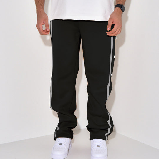 Herren Snap-Trackhose mit seitlichem Kontraststreifen, Druckknopf-Leiste und elastischem Bund Shop Nory