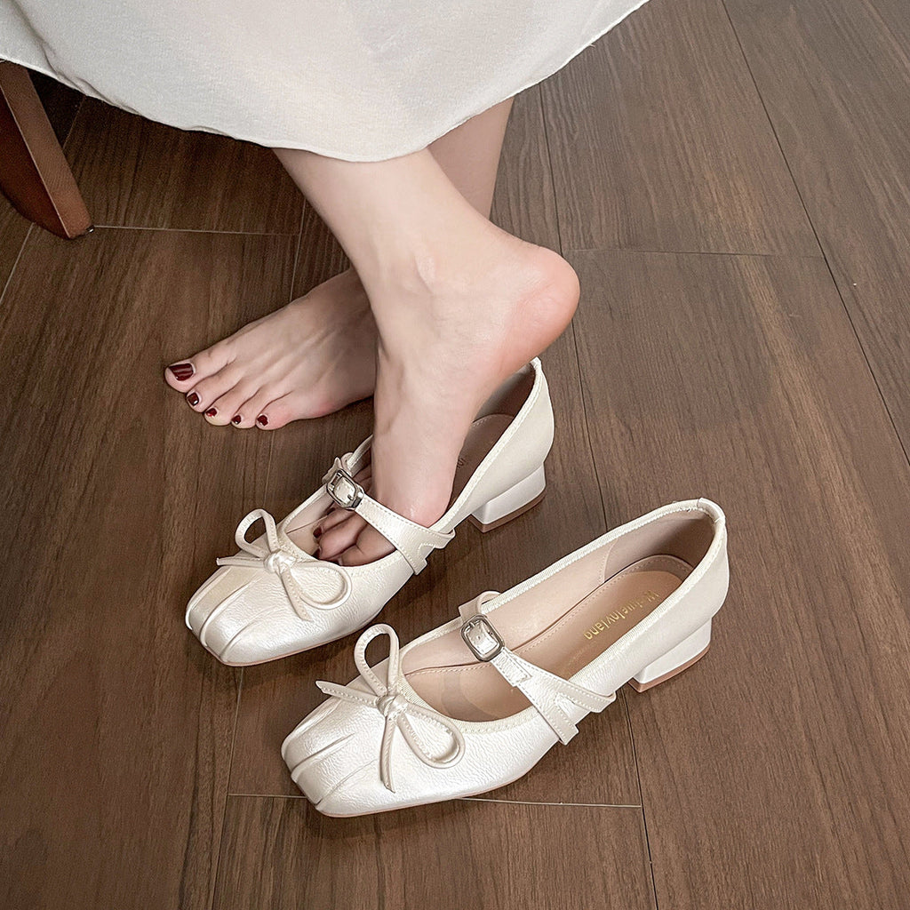 Damen Ballerinas mit dekorativem Riemchen und komfortablem Blockabsatz