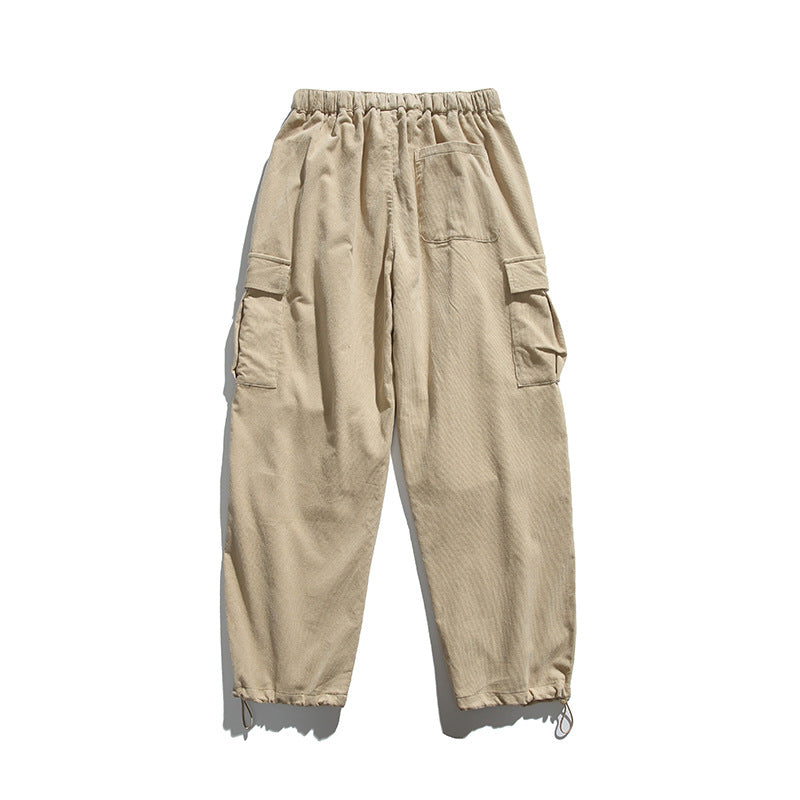 Herren Baggy-Cargohose mit elastischem Bund, Utility-Taschen und Kordelabschluss Shop Nory