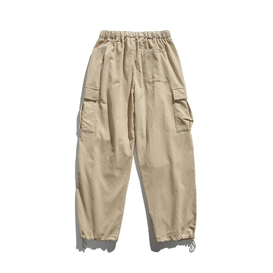 Herren Baggy-Cargohose mit elastischem Bund, Utility-Taschen und Kordelabschluss Shop Nory