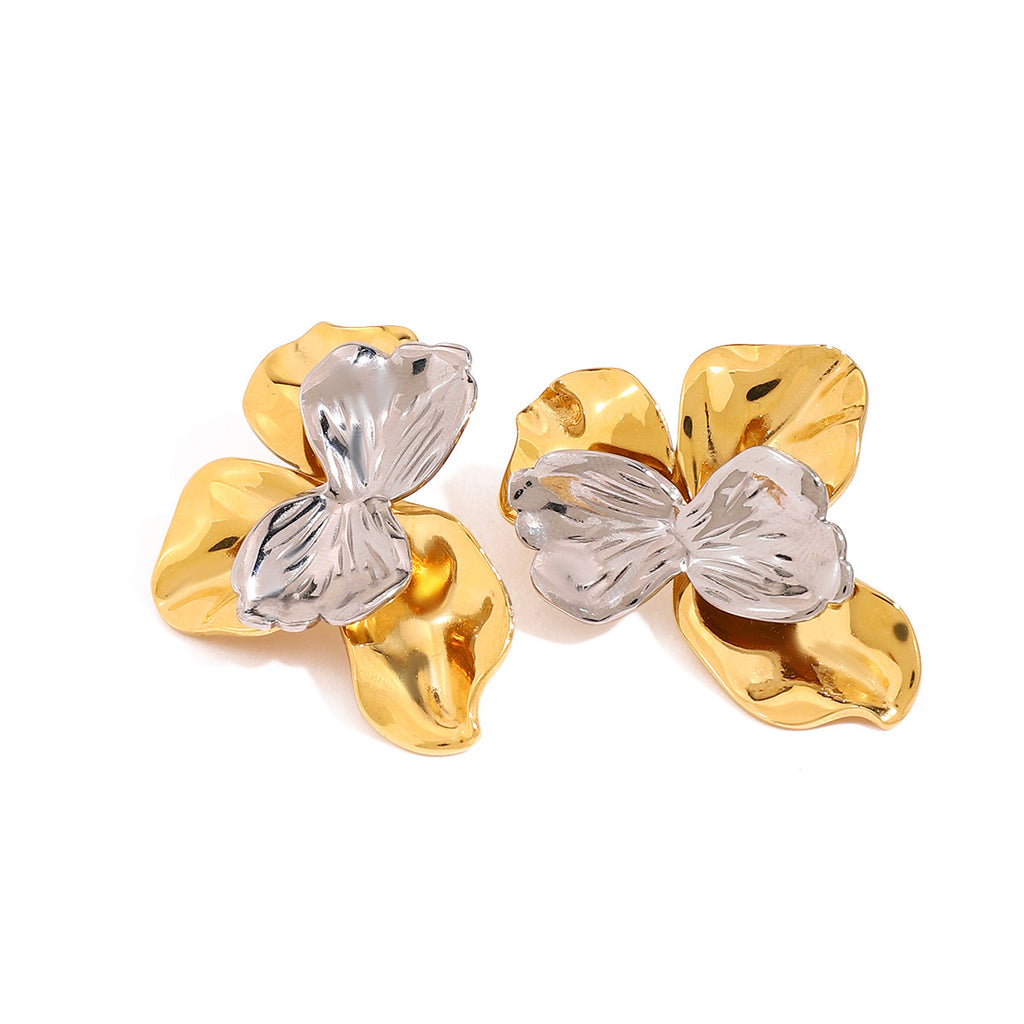 Damen Ohrclip im floralen Design aus hypoallergenem Edelstahl Shop Nory