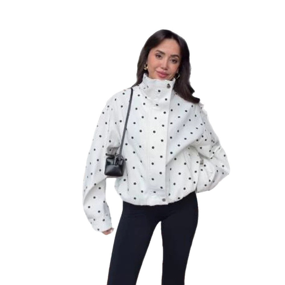 Damen Oversize-Blouson mit Stehkragen und Pünktchen-Print Shop Nory