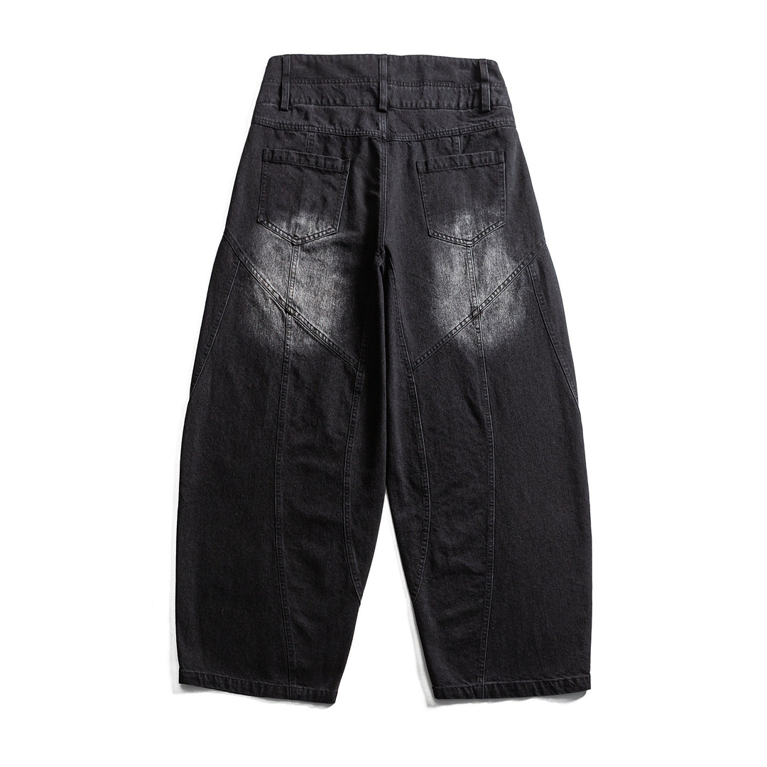 Damen hochtaillierte Ballon-Jeans mit Ziernähten und elastischem Saum Shop Nory