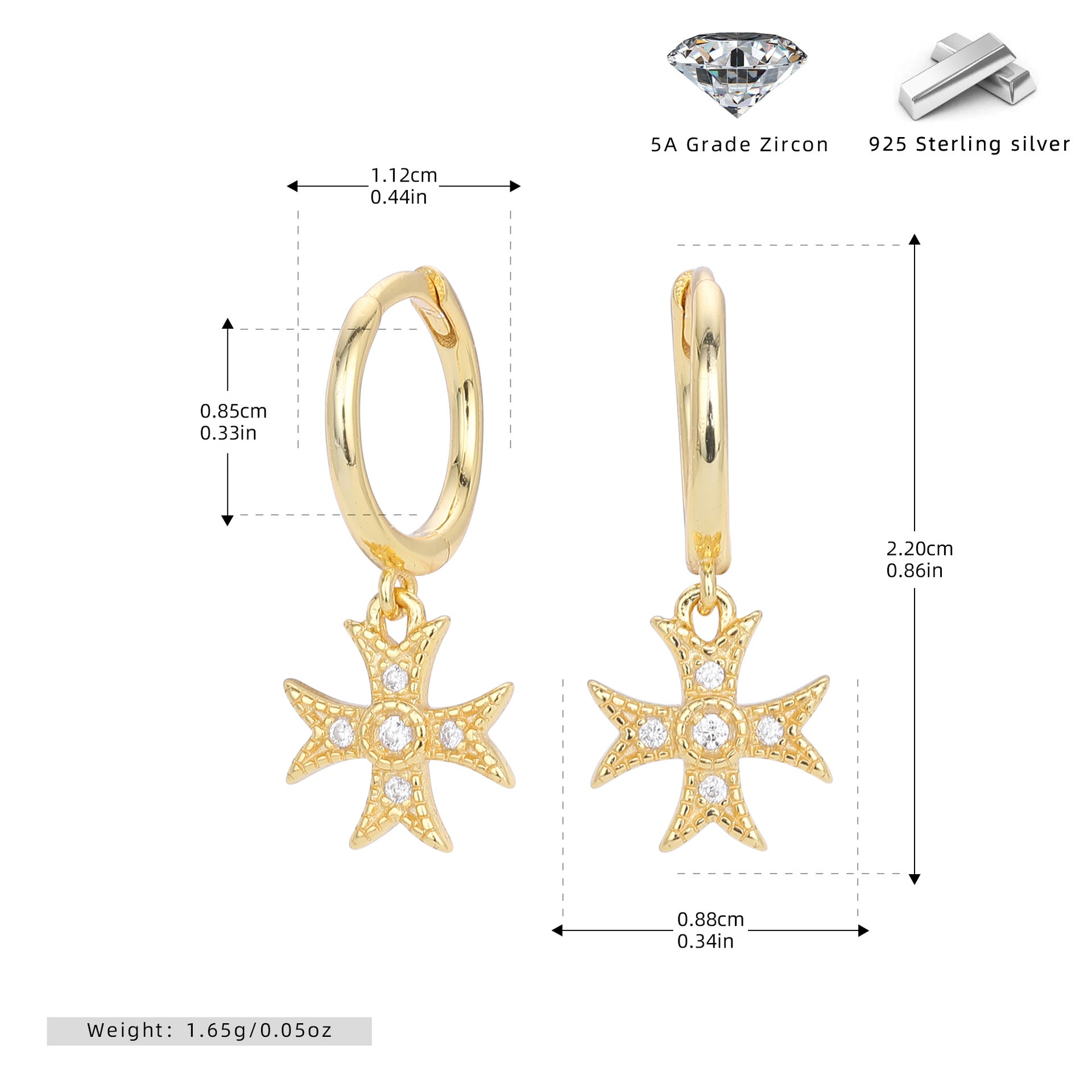 Damen Ohrhänger mit schimmerndem Sternenanhänger aus 925 Sterling Silber Shop Nory