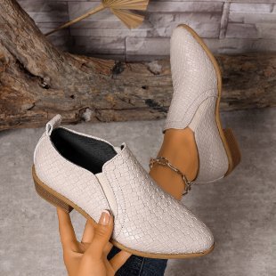 Damen elegante und bequeme Slipper-Stiefel aus strukturiertem Kunstleder