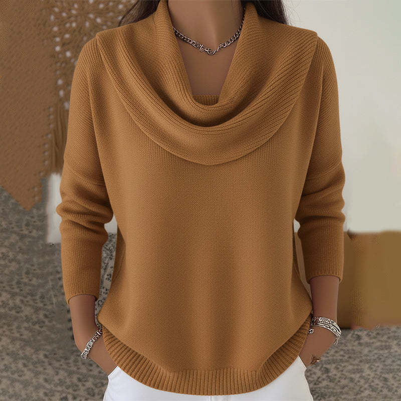 Damen nan schimmernder Strickpullover mit Wasserfallkragen, feiner Glitzerstruktur und schmalem Saum Shop Nory