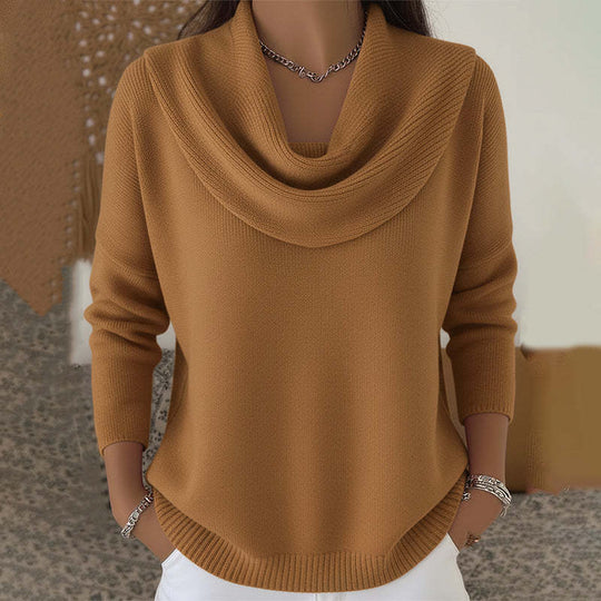 Damen nan schimmernder Strickpullover mit Wasserfallkragen, feiner Glitzerstruktur und schmalem Saum Shop Nory