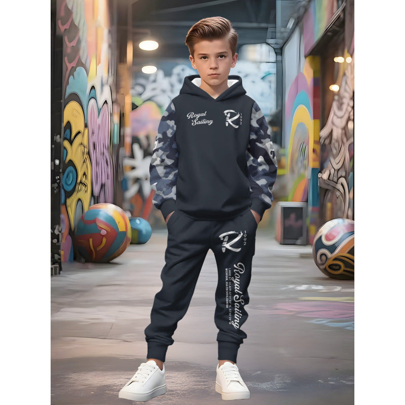 Unisex Kinder Jogginganzug mit Kapuzenpullover und detailreichem Auto-Print Shop Nory