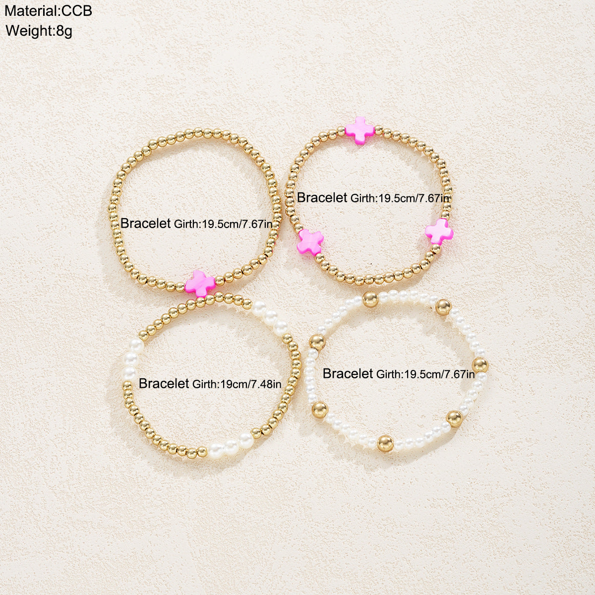 Damen Armband-Set mit eleganten Perlen- und Kreuzdetails Shop Nory