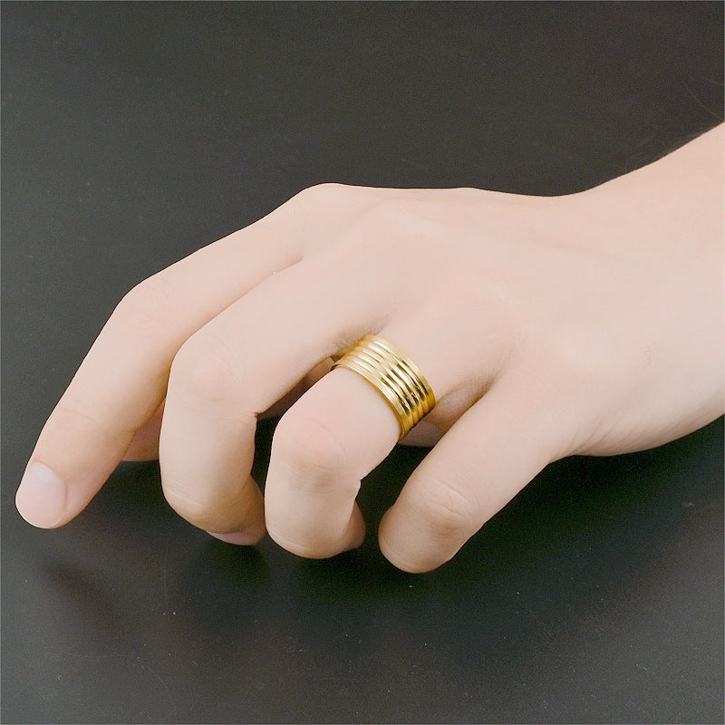 Herren Ring mit stilvollem rillierten Design Shop Nory