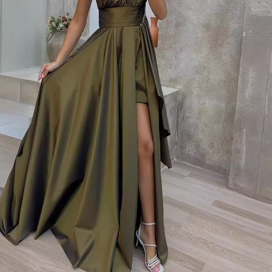 Damen Elegantes Ein-Schulter Abendkleid mit geschwollenem Rock