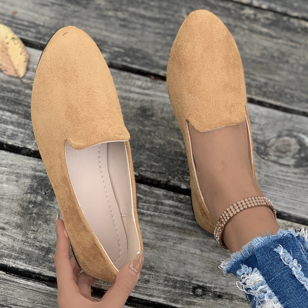 Damen elegante Slipper aus weichem Wildleder Shopnory