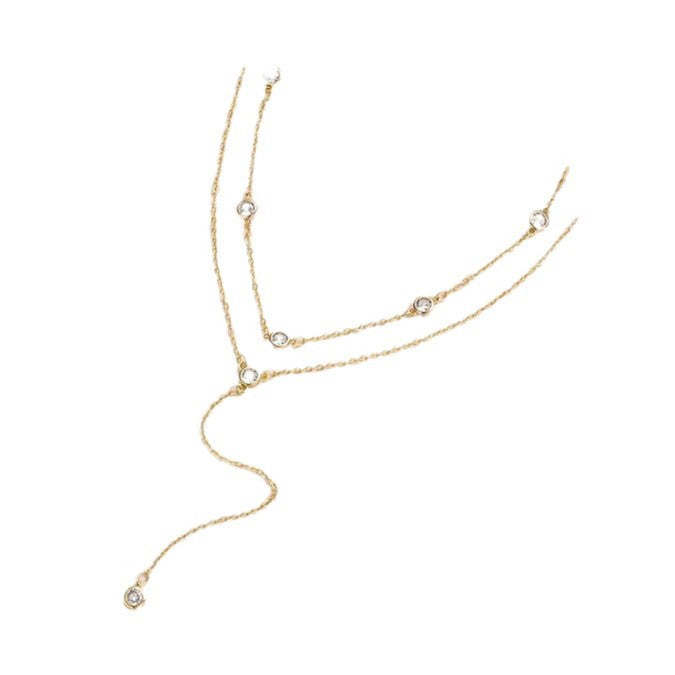 Damen Y-Halskette mit funkelnden Zirkonia und feinem Kettendesign Shop Nory