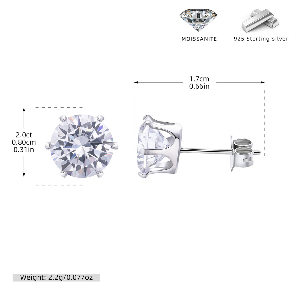 Damen Ohrstecker aus hochwertigem 925 Sterling Silber mit funkelndem Moissanit Shop Nory