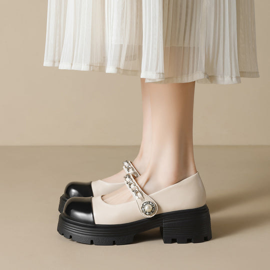 Damen elegante Mary-Jane Schuhe mit modischer Kettenverzierung Shopnory