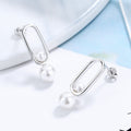 Damen Ohrstecker mit modernem ovalen Design und eleganten Perlen Shop Nory