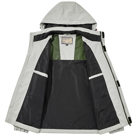 Herren Leichte Multifunktions-Outdoor-Windjacke mit Kapuze und Ärmel‑Tasche Shop Nory