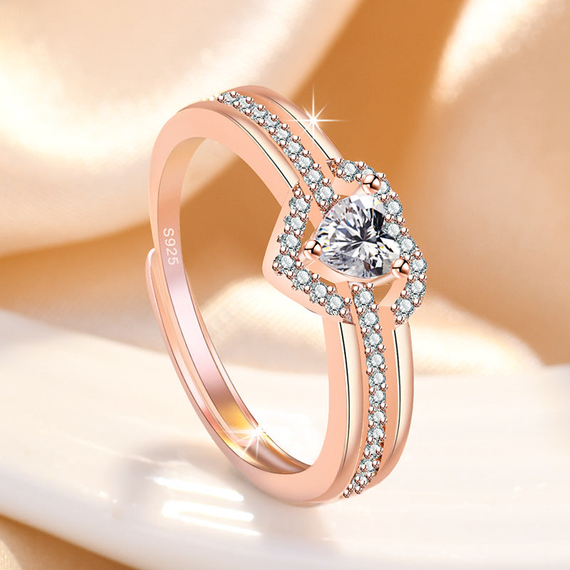 Damen Eleganter Ring mit funkelndem Herzdesign und Zirkonia Shop Nory