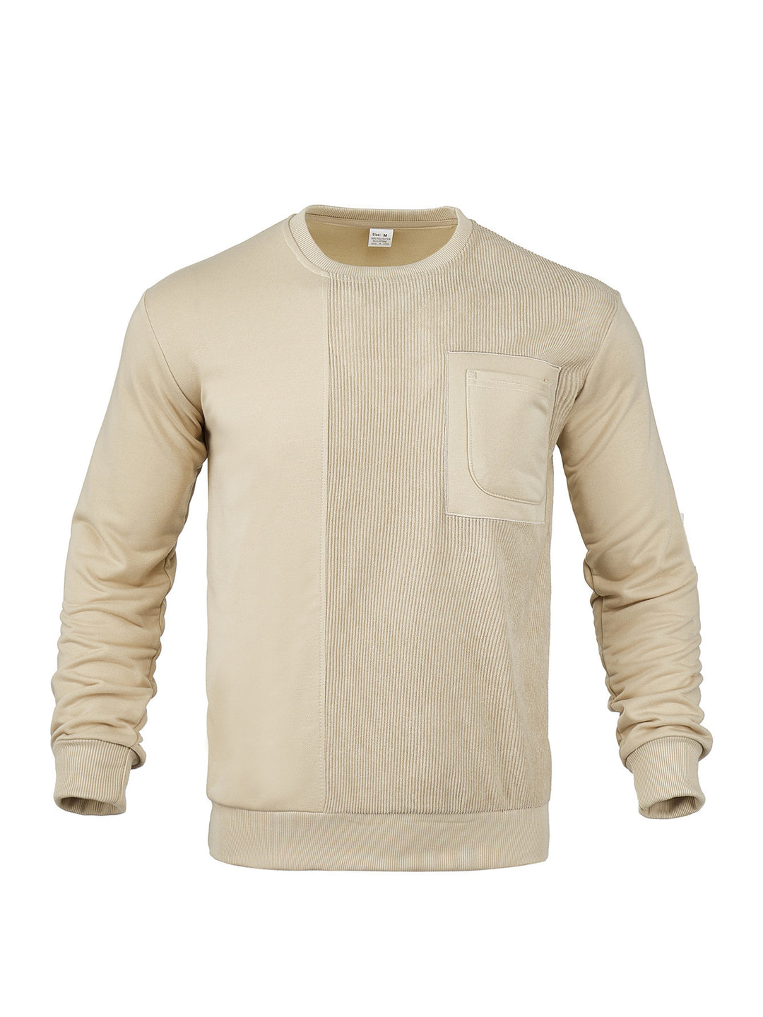 Herren Langärmeliges Struktur-Sweatshirt mit Brusttasche und Rippdetail Shop Nory