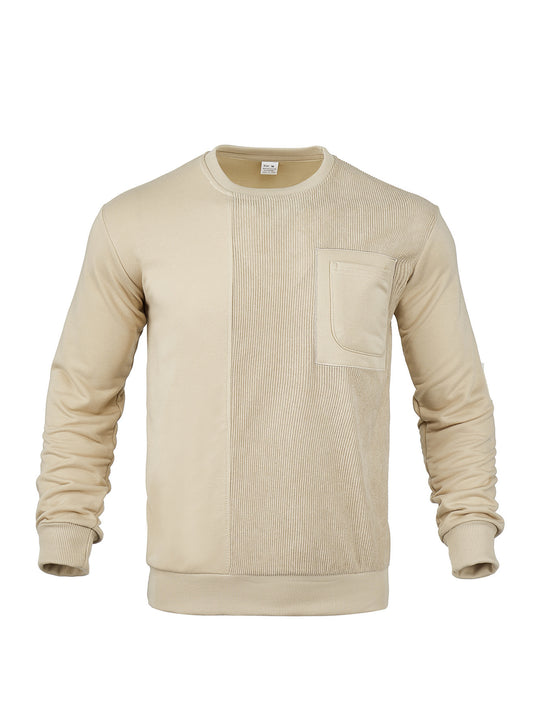 Herren Langärmeliges Struktur-Sweatshirt mit Brusttasche und Rippdetail Shop Nory