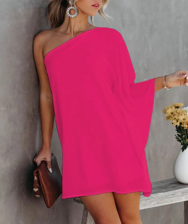 Damen asymmetrisches Mini-Kleid mit grafischem Aufdruck