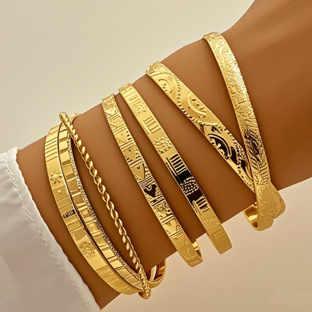Damen Armreif-Set mit elegantem, strukturiertem Design Shop Nory
