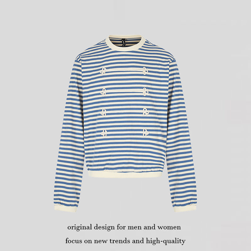 Damen Gestreiftes Sweatshirt mit maritimen Knotenapplikationen Shop Nory