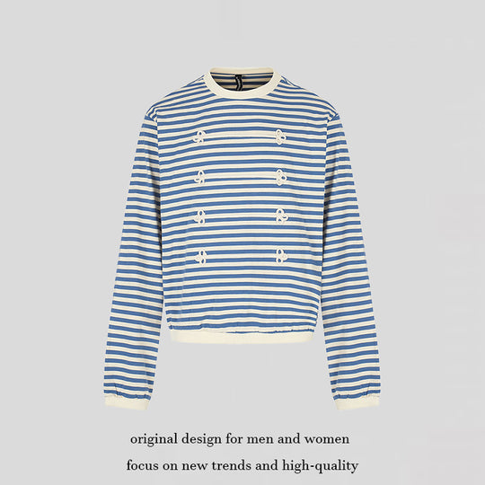 Damen Gestreiftes Sweatshirt mit maritimen Knotenapplikationen Shop Nory