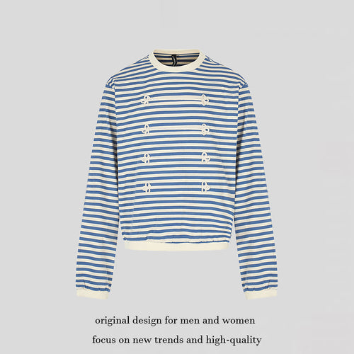 Damen Gestreiftes Sweatshirt mit maritimen Knotenapplikationen Shop Nory