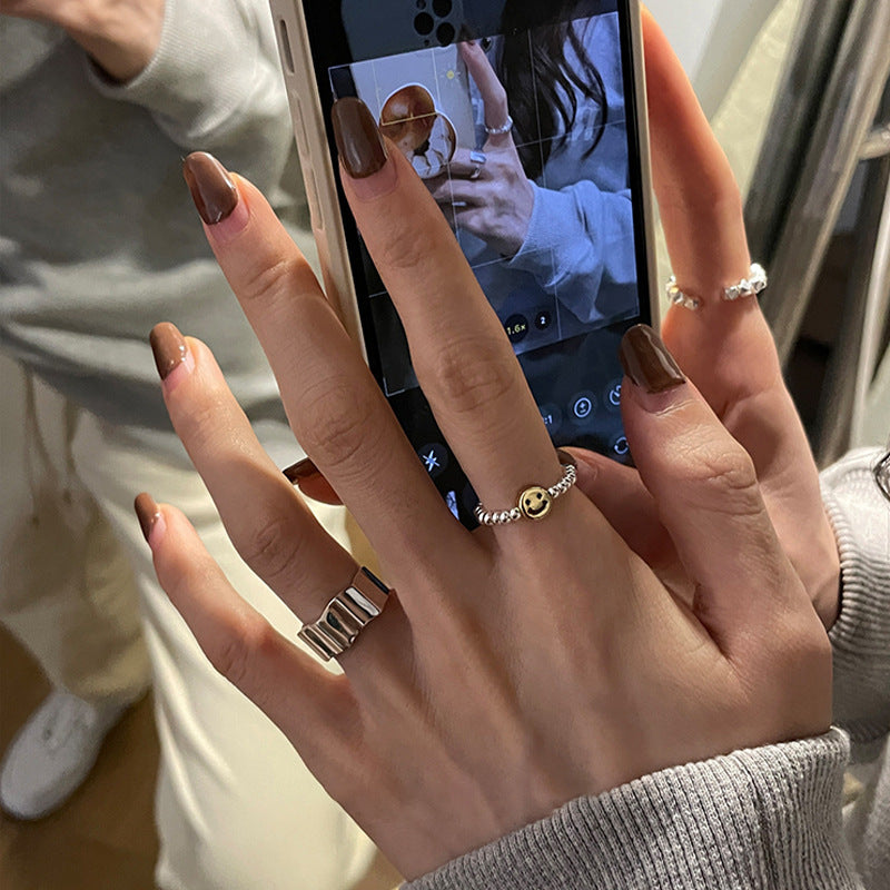 Damen Offener Ring mit modernem Wellenmuster Shop Nory