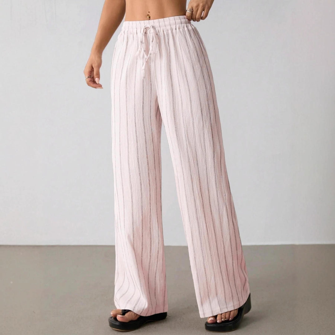Damen Weite Strickhose mit hohem Bund und Kordelzug Shop Nory