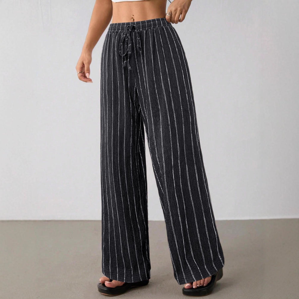 Damen Weite Strickhose mit hohem Bund und Kordelzug Shop Nory