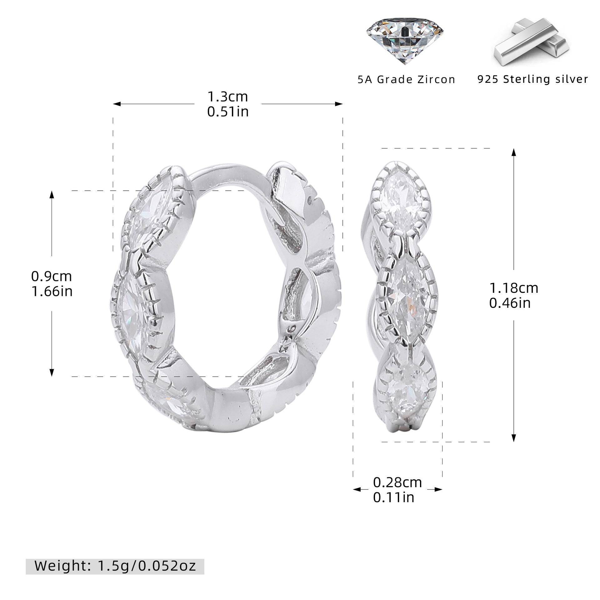 Damen Creolen mit funkelnden blauen Zirkonsteinen aus hochwertigem 925 Sterling Silber Shop Nory
