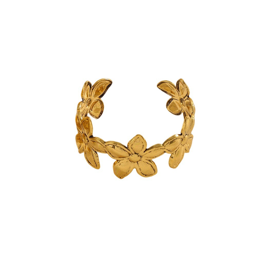Damen Offener Armreif mit floralem Motiven und kunstvollem Design Shop Nory