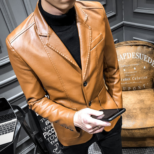 Herren Lederblazer im Slim-Fit mit Reverskragen und Zwei-Knopf-Front Shop Nory