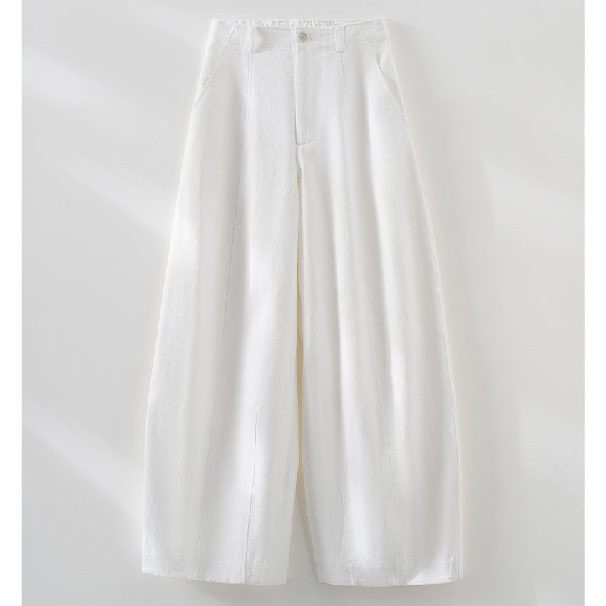 Damen Hochtaillierte weite Culotte-Hose aus Leinen‑Mix mit Bügelfalte und Eingrifftaschen Shop Nory